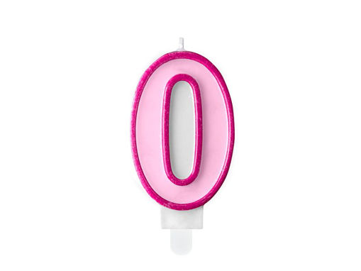 Picture of BIRTHDAY CANDLE PINK NUMBER 0